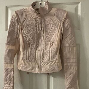 Blanc Noir Quilted  Leather Jacket